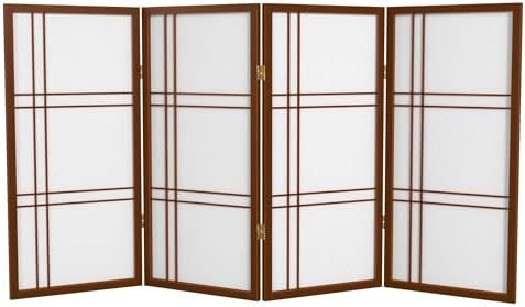 3 ft. Short Double Cross Shoji Screen - Walnut - 4 Panels by RedLantern