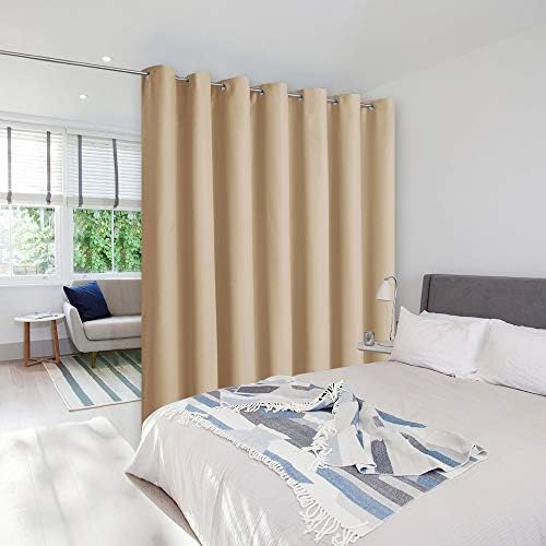 NICETOWN Room Divider Curtain Screen Partitions, Basement Hospital Medical Clinic Spa Lab Cubicle Curtain Divider Privacy Screen, Patio Door Curtain (Biscotti Beige, 1 Panel, 12.5ft Wide x 7ft Long) by NICETOWN