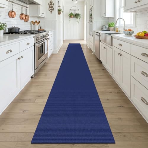 KOZYFLY Braided 2x18 Runners Rugs for Hallway, Extra Long Washable Runner Rug, Woven Non Slip Kitchen Runner, Cotton Entryway Rug, Floor Carpet for Entry, Aisle, Hall, Deep Navy Blue - Image 2