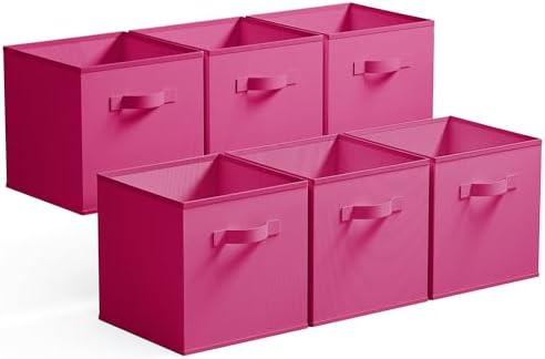 GRANNY SAYS 11 Inch Cube Storage Bin, Cube Organizer Bins, Rose Red, 6-Pack by GRANNYSAYS