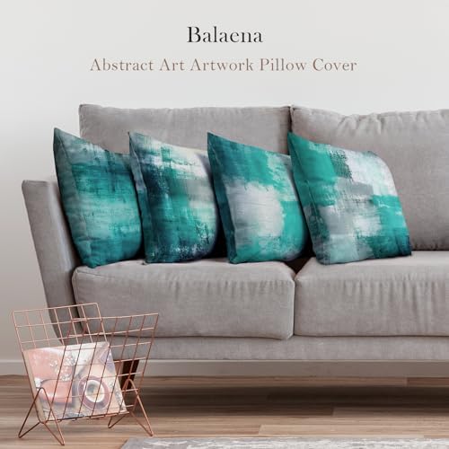 Teal Abstract Throw Pillow Covers 18x18 Set of 4 - Image 2
