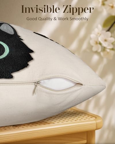 Embroidered Lumbar Pillow Cover 20x12 Inch, Cat Bone - Image 3