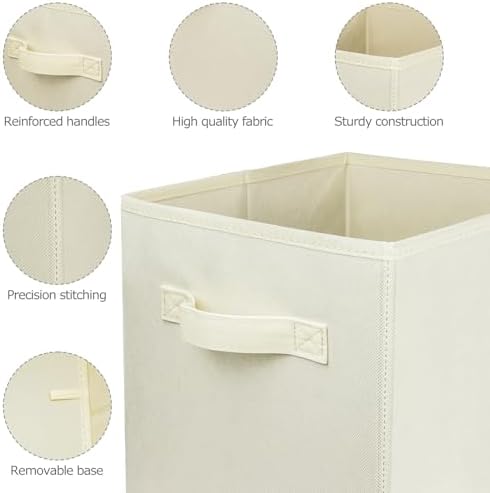 3 Pcs Storage Cubes, 10.5 Inch Collapsible Storage Bins, Fabric Foldable Bins for Organization, Durable Storage Bins for Closet, Shelves, Offices (Beige) - Image 4