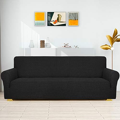 ZNSAYOTX Couch Covers for 3 or 4 Cushion Couch High Stretchy Spandex Pet Friendly Sofa Slipcover 1 Piece Non Slip Couch Covers Extra Large Furniture Protector (Black, XL Sofa) - Image 2