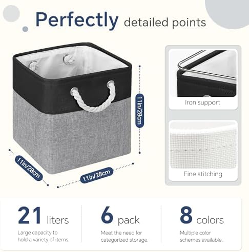 FinishingBo 11 inch Cube Storage Bin with Handles 6 Pack - Image 4