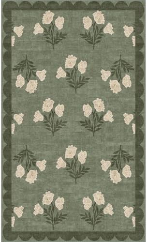 3x5 Floral Entry Rug - Small Washable Indoor Outdoor Mats for Front Door Non-Slip Spring Porch Rug Sage Green Farmhouse Throw Rugs for Living Room Bedroom Entryway Kitchen Office Porch Decor - Image 7