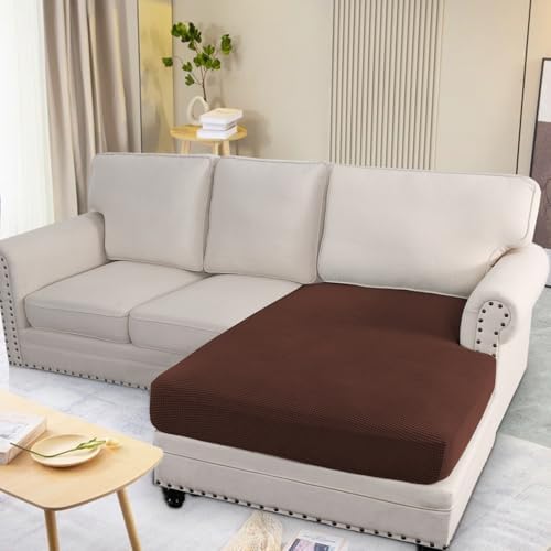 H.VERSAILTEX Super Stretch Individual Chaise Cover Sectional Couch Covers for L Shaped Sofa Both Left/Right Featuring Thick Jacquard Textured Twill Fabric (1 Piece Chaise Cover Large, Burnt Brick) - Image 2