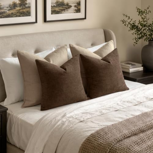 MIULEE Beaver Fur Chenille Couch Throw Pillow Covers, 20x20 - Image 5