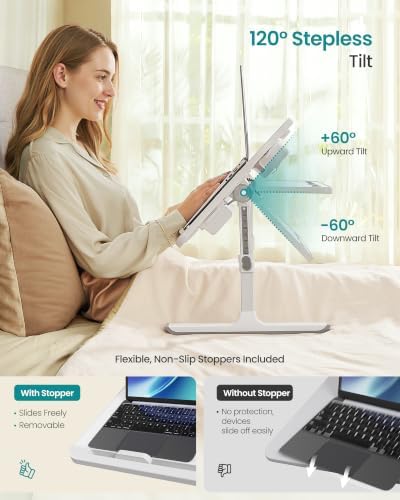 SONGMICS Bed Laptop Desk, Foldable, Adjustable Height, 15.7 x 22 Inches - Image 4