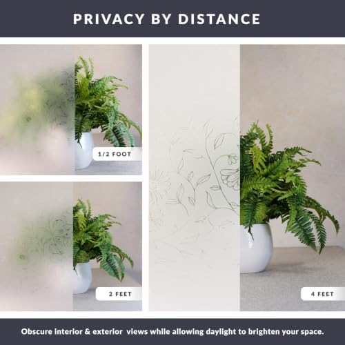Wildflower Window Privacy Film by Artscape - Decorative Frosted Glass Design, Static Cling, Day and Night Privacy, Reduces Glare, Easy to Apply and Removable, Made in USA - 36 x 72 Inch - Image 4
