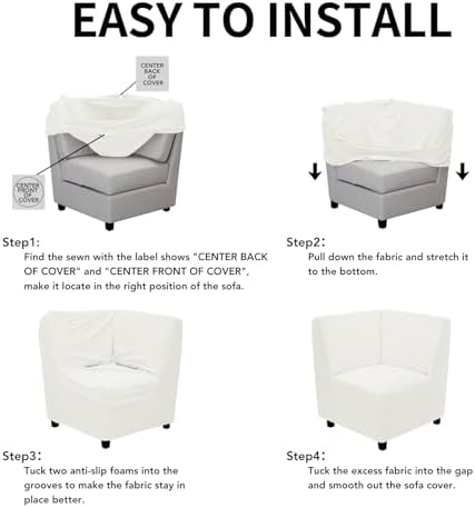 Easy-Going Stretch Soft Sectional Corner Sofa Couch Slipcover Cream - Image 5