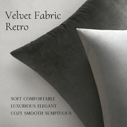MIULEE Velvet Throw Pillow Covers 20x20 Inch Pack of 2 Medium Gray - Image 5