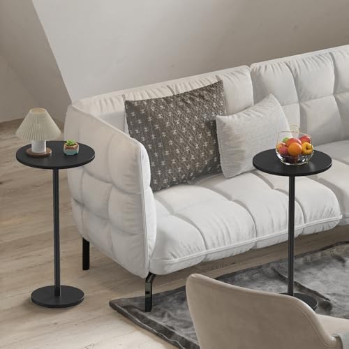 Round Small Side Table Set of 2 for Small Spaces, Black - Image 4