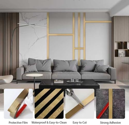 Gold Metalized Brushed Finish Molding Trim, Peel and Stick Strip for Mirror Frame, Wall, Fireplace and Home DIY Decoration (32.8 ft x 1.18 inch) - Image 3