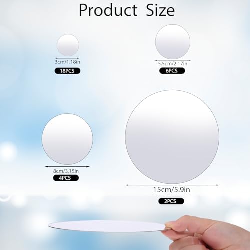30Pcs Round Mirror Tiles Self Adhesive, 4 Sizes Acrylic Mirror Wall Decals Mirrors Tile Decorative Mosaic Mirrors Sheets for Bathroom, Bedroom, Wall Decor, DIY Projects - Image 2