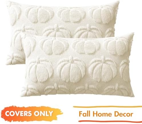MIULEE Fall Pillow Covers Pumpkin Fall Decor Lumbar 12x20 Cream White - Image 7
