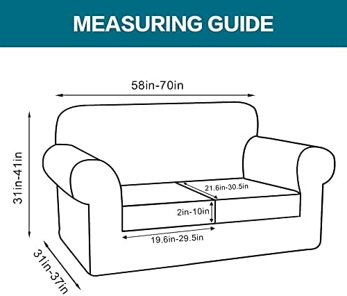 Turquoize 3 Piece Sofa Covers for 2 Cushion Couch Sofa Slipcover Soft Couch Cover for Dogs-Washable Sofa Furniture Covers with 2 Individual Cushion Covers, Thick Jacquard Fabric (Loveseat, Storm Blue) - Image 2