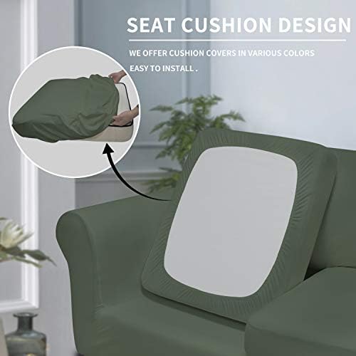Easy-Going 3 Pieces Stretch Soft Couch Cover for Dogs - Washable Sofa Slipcover for 2 Separate Cushion Couch - Elastic Furniture Protector for Pets, Kids (Loveseat, Greyish Green, Medium) - Image 3