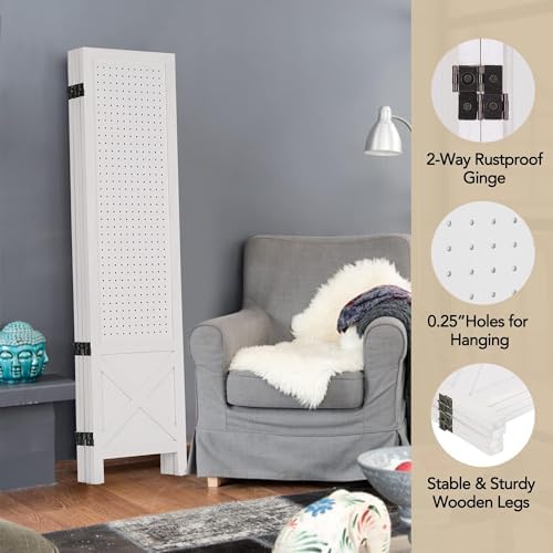 Wnutrees 4 Panel Pegboard Display,5 Ft Folding Privacy Screen Room Divider - Image 6