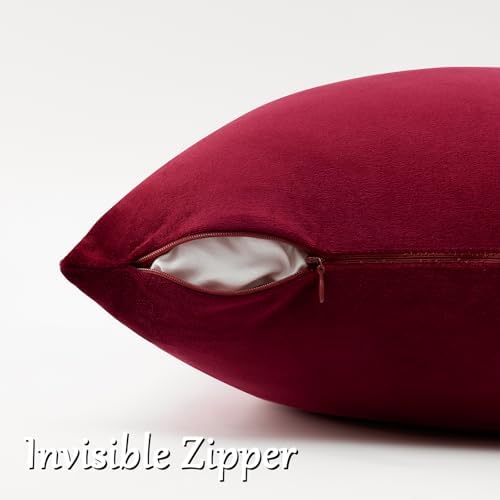 GIGIZAZA Burgundy Velvet Pillow Covers 26x26 Decorative Pillows Pack of 2 - Image 4