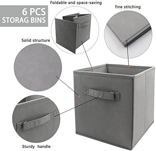 EBIGIC storage bins collapsible storage bins,cube storage organizer (Pack of 6) 9*7.5*7.5inch,For home and office Collapsible Closet Shelf Organizers, Drawer Organizers (Grey) - Image 3