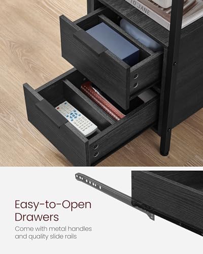VASAGLE Side End Table with Charging Station, Slim Nightstand with Storage - Image 7