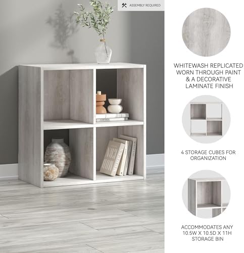 Signature Design by Ashley 4 Cube Storage Organizer, 24 in, Whitewash - Image 4