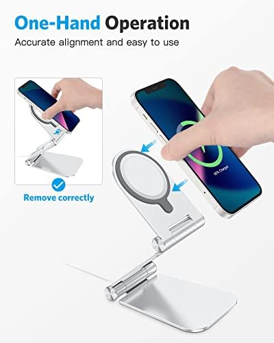 OMOTON MS02 Phone Stand for Magsafe Charger, Phone Holder for iPhone Silver - Image 5
