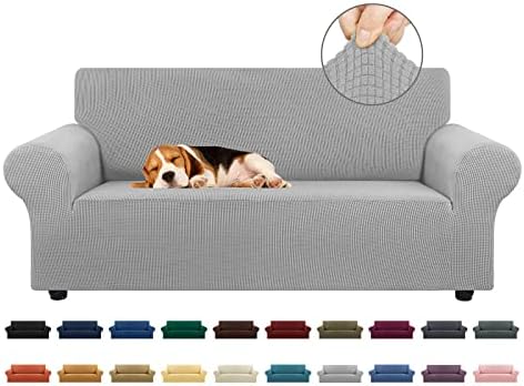 KEKUOU Stretch Loveseat Couch Cover, 2 Cushion Couch Slipcover,Silver by KEKUOU