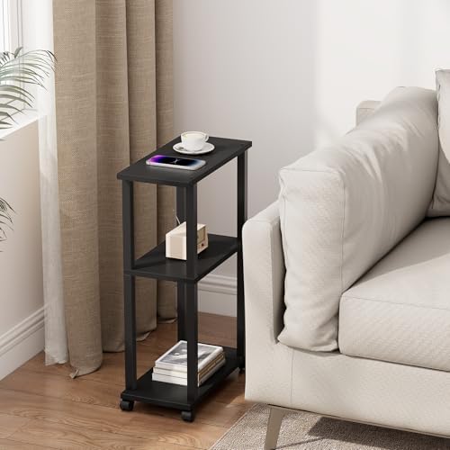TUTOTAK Small Side Table, Narrow End Table with Wheels, Bedside Table - Image 2