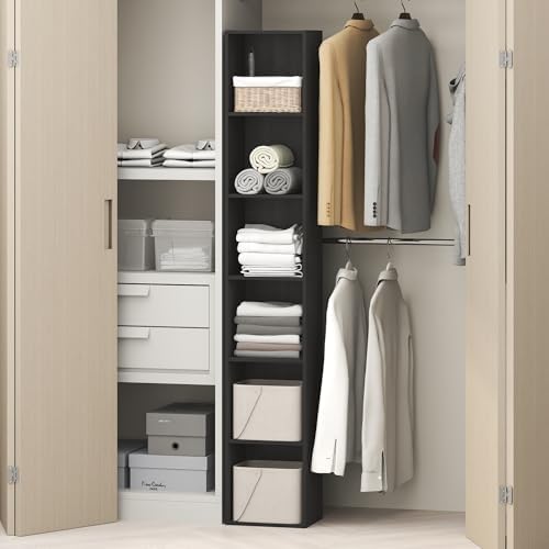 Furinno Cubicle 6-Tier Closet Organizers and Storage, Closet Organizer, Open Shelf Closet Storage, 21.1" W, for Wardrobe, Bedroom, Living Room, Blackwood by Furinno-FitsYourSpaceFitsYourBudget