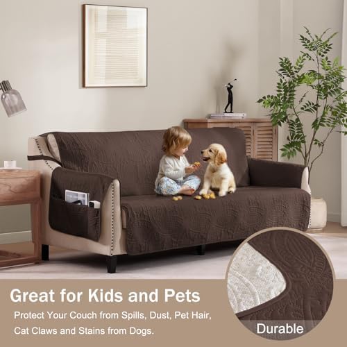 Soft Couch Cover 2 Cushion Sofa, Water-Repellent Sofa Slipcovers for Loveseat, Machine Washable Love Seat Quilted Couch Covers, Pet Friendly Loveseat Slipcovers (Loveseat 56", Chocolate) - Image 2