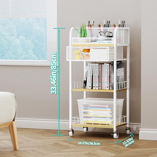 HapiRm Makeup Organizer Storage Cart - 4 Tier Skincare Make Up Storage with Drawer, Rolling Makeup Cart Vanity Organizer Cosmetics Display Cases Holder for Skin Care Perfume Nail Polish Brush - Image 3