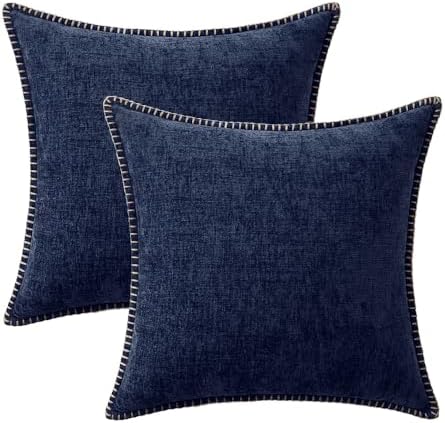 MIULEE Decorative Couch Throw Pillow Covers 20x20 Inch Navy Blue 2 Pack - Image 6