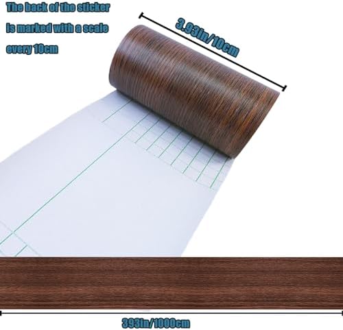 YESUS Dark Grey Wood Grain 3D 10M Wallpaper Frame Removable PVC Waterproof Peel and Stick Wallpaper,Bathroom Frame Sticker Wall Decor 3.93" x 32.8" (Brown, 4inc) - Image 3