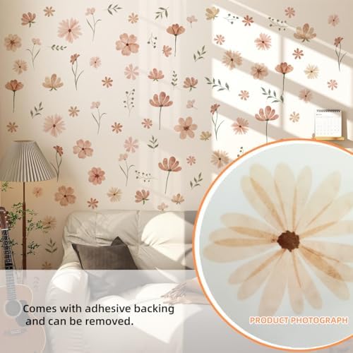 Flower Wall Stickers Boho Floral Grass Wildflower Wall Decals Peel and Stick Removable for Girls Room Bedroom Nursery Home Decor - Image 3