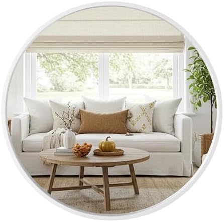 WallBeyond Round Wood Mirror 32 inch Circle Wall Mirror for Bathroom Round Wall Mirror for Wall Decor, Vanity, Entryway Living Room (White) by WallBeyond