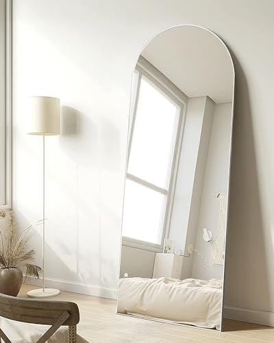 65''x22'' Arched Full Length Mirror with Stand, Full Body Mirror Full Length Floor Freestanding, Wall Mounted Mirrors for Bedroom Living Room Cloakroom (White) - Image 2