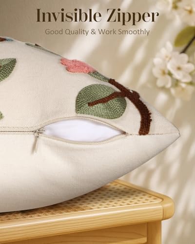 Embroidered Throw Pillow Cover 18x18 Inch, Bird Lemon - Image 3