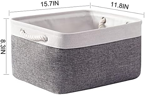 TheWarmHome Storage Basket for Organizing - 15.7x11.8x8.2 inch Large 3 Pack Collapsible Storage Bins for Shelves, Fabric Storage Cubes for Gift Closet Linen Organization (White & Grey) - Image 6