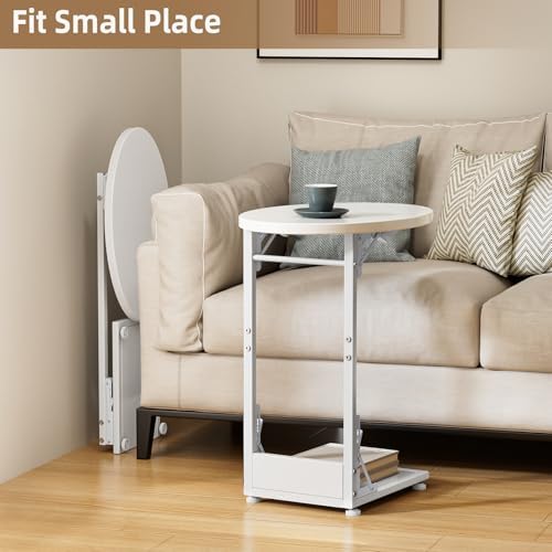 Elbourn Folding Side Table End Couch Tables, C-Shaped TV Stand for Sofa - Image 7