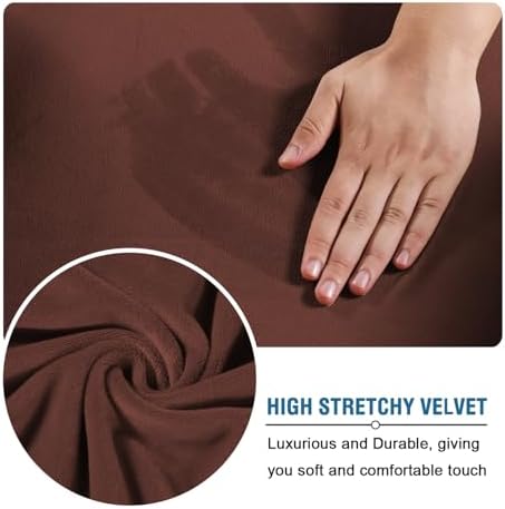 H.VERSAILTEX Real Velvet Plush 3 Piece Stretch Sofa Covers Couch Covers for 2 Cushion Couch Sofa Slipcovers Width Up to 90 Inch Feature Thick Soft Stay in Place (Sofa, Burnt Brick) - Image 5