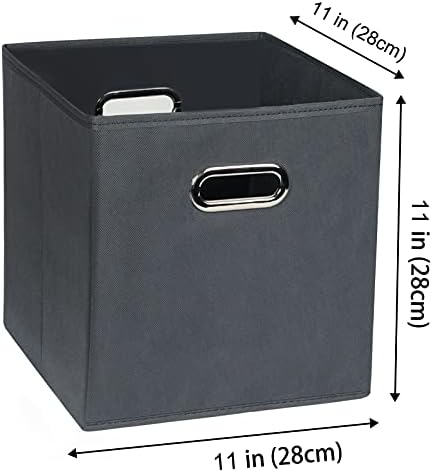 Yunkeeeper storage bins Cubes, Fabric Cube Organizer with Handle, Foldable Cube Bins for Cloth or Accessary Storage, 11x11x11, Set of 6, (Gray) - Image 2