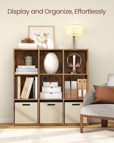 VASAGLE Bookshelf, 9 Cubes Storage Organizer, 38.6 x 9.4 x 38.6 Inches - Image 4
