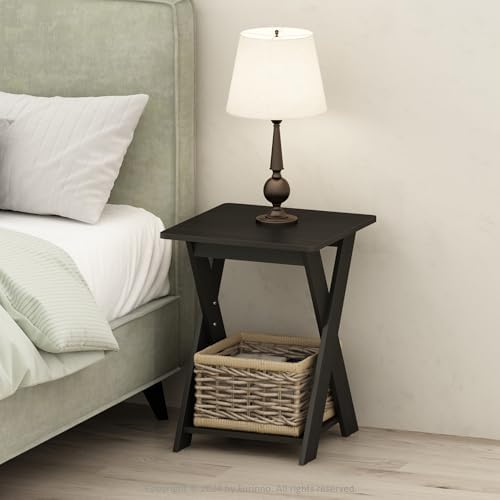 Furinno TIDUR 2-Tier Oval Night Stand with Open Shelf, Espresso by Furinno-FitsYourSpaceFitsYourBudget