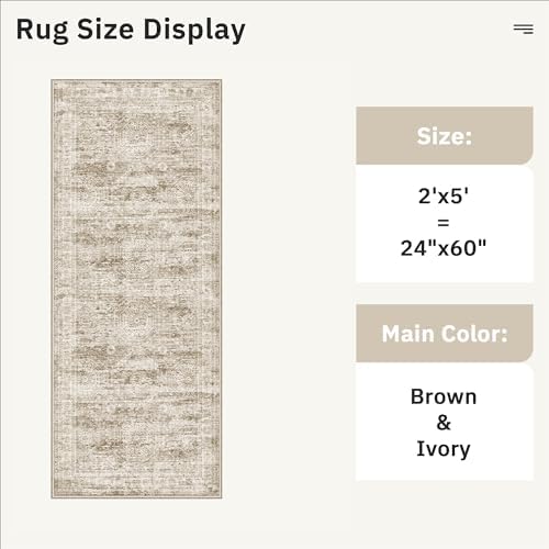 Soalmost Runner Rug 2x5 Washable Non-Slip Kitchen Entry Runners Brown - Image 5