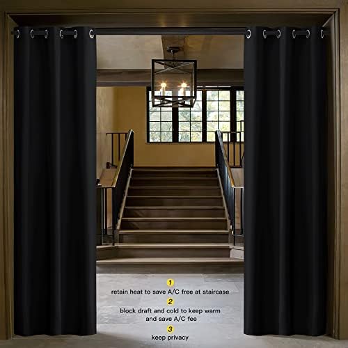 NICETOWN Black Room Divider Curtain for Doorway 34" Wide x 80" Long 1 Panel - Image 2
