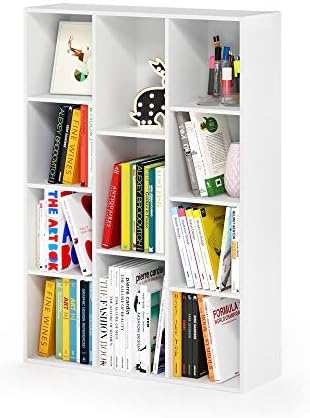 Furinno LUDER Book Shelf, 11-Cube Bookshelf, Reversible Bookcase, 9.4 x 29.1 x 41.7, Easy Assembly, for Living Room, Bedroom, Home Office, White by Furinno-FitsYourSpaceFitsYourBudget
