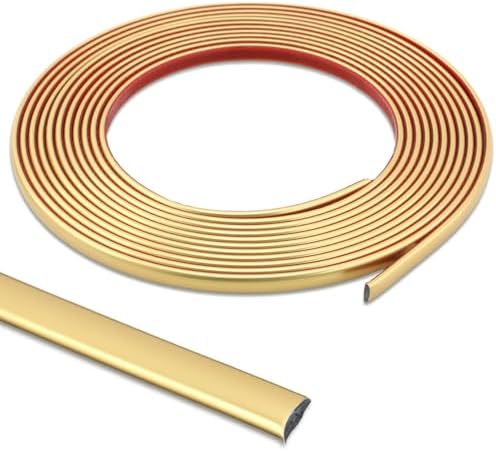 Lunghaa Peel and Stick Matte Gold Finish Molding Trim, 196.8" x 0.31" Flexible Decoration Strip for Wall, Tile Edge, Mirror, Cabinet, Furniture and DIY Home Decor by LunghaaHomeDecor