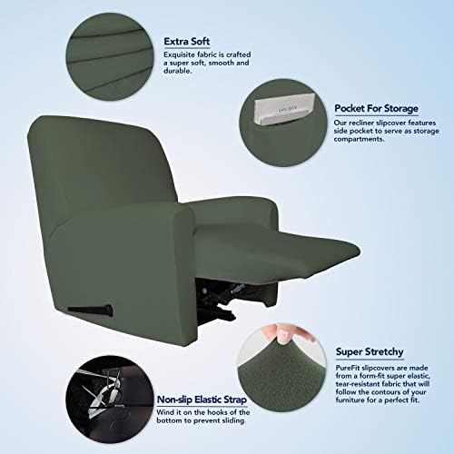 PureFit Stretc Recliner Chair Covers Fleece Soft Couch Covers for Sofa - Image 3